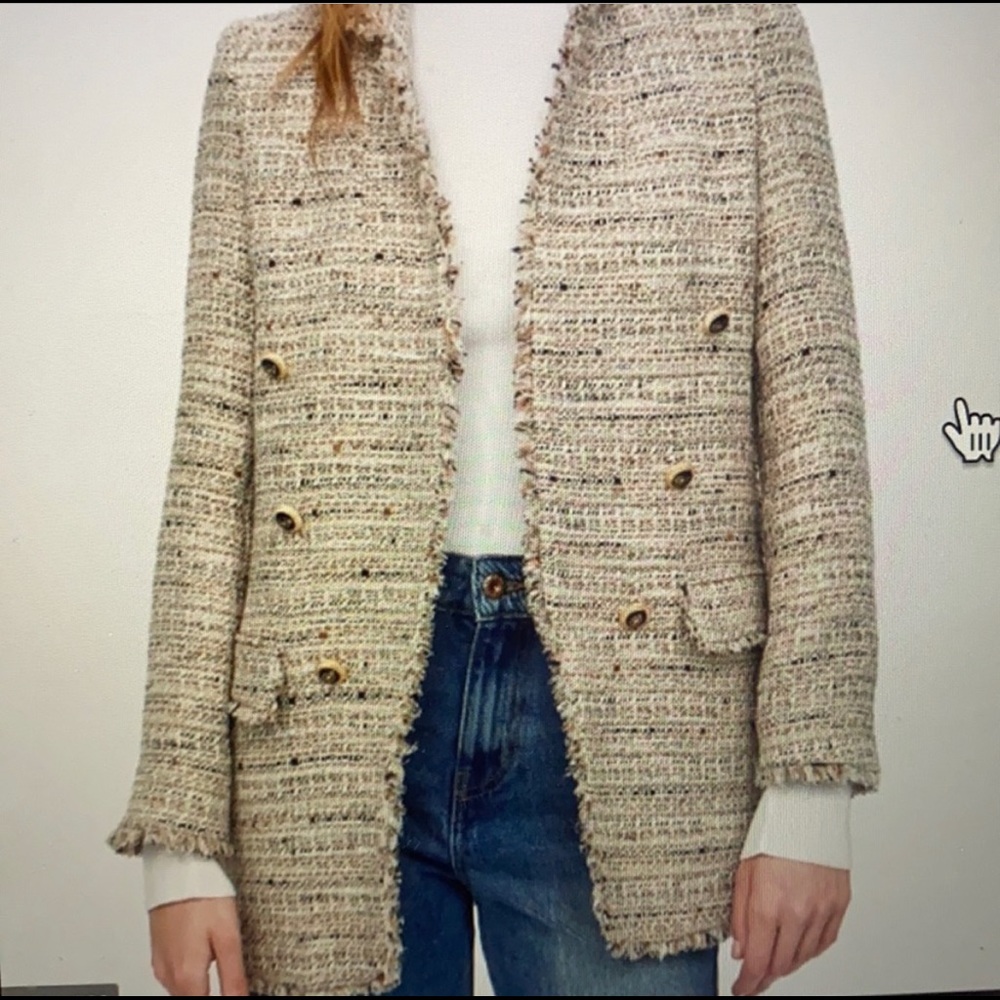 Zara Cream Tweed Blazer